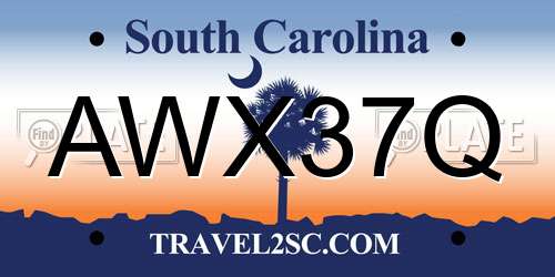 AWX37Q South Carolina License Plate