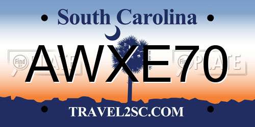 AWXE70 South Carolina License Plate