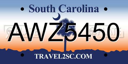 AWZ5450 South Carolina License Plate