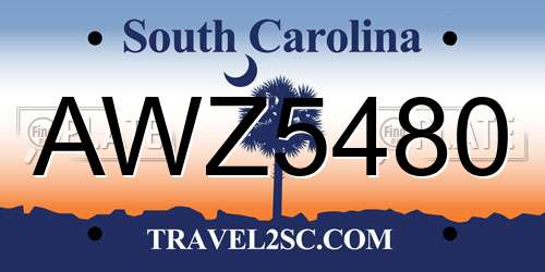 AWZ5480 South Carolina License Plate