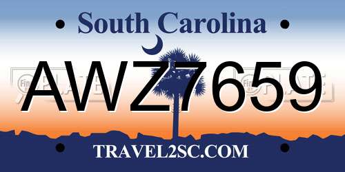 AWZ7659 South Carolina License Plate