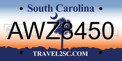AWZ8450 South Carolina License Plate