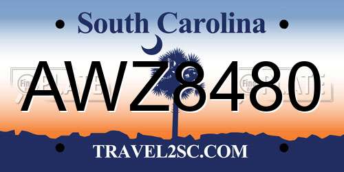 AWZ8480 South Carolina License Plate