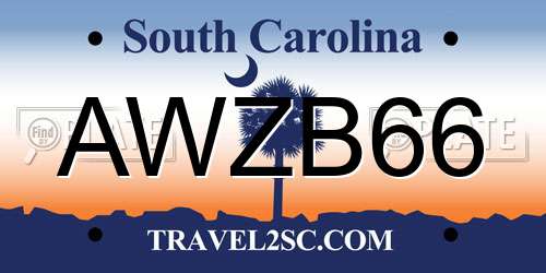 AWZB66 South Carolina License Plate