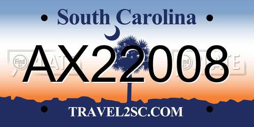 AX22008 South Carolina License Plate