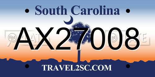 AX27008 South Carolina License Plate