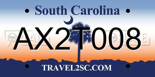AX2T008 South Carolina License Plate