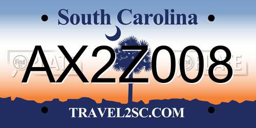 AX2Z008 South Carolina License Plate