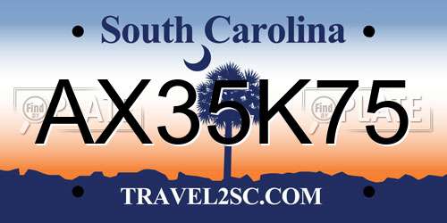 AX35K75 South Carolina License Plate