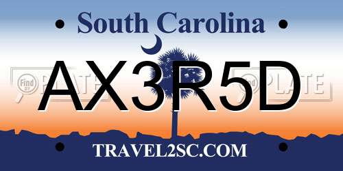 AX3R5D South Carolina License Plate