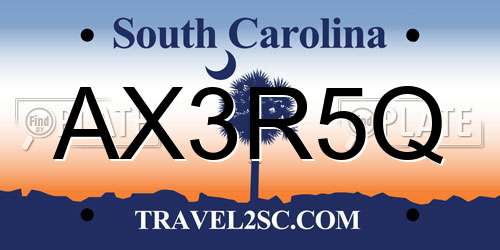 AX3R5Q South Carolina License Plate