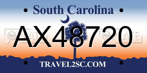 AX48720 South Carolina License Plate