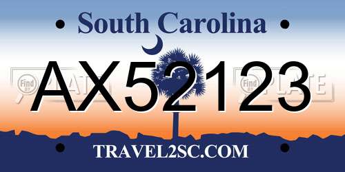 AX52123 South Carolina License Plate