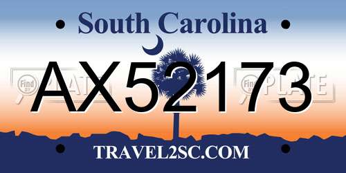 AX52173 South Carolina License Plate