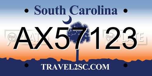 AX57123 South Carolina License Plate