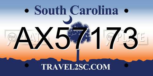 AX57173 South Carolina License Plate