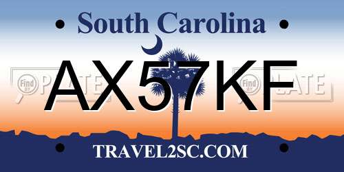 AX57KF South Carolina License Plate