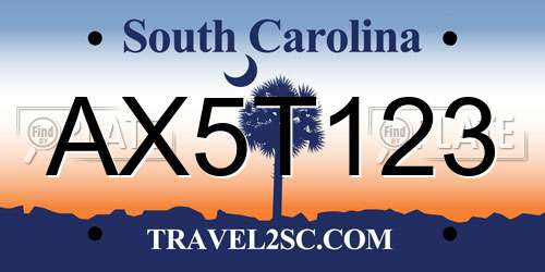 AX5T123 South Carolina License Plate