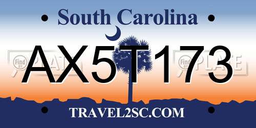 AX5T173 South Carolina License Plate