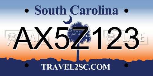 AX5Z123 South Carolina License Plate