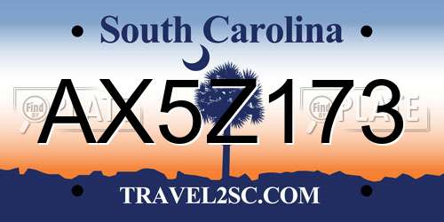 AX5Z173 South Carolina License Plate