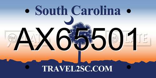 AX65501 South Carolina License Plate