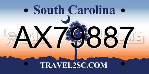 AX79887 South Carolina License Plate