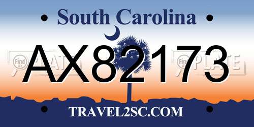 AX82173 South Carolina License Plate