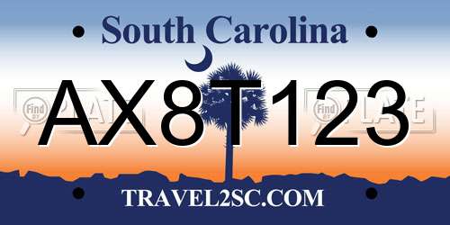 AX8T123 South Carolina License Plate
