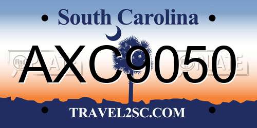 AXC9050 South Carolina License Plate