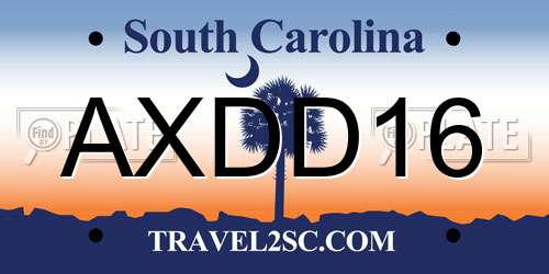AXDD16 South Carolina License Plate