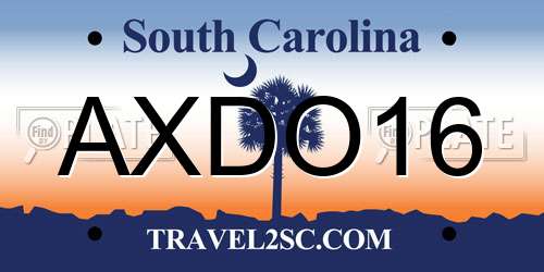 AXDO16 South Carolina License Plate