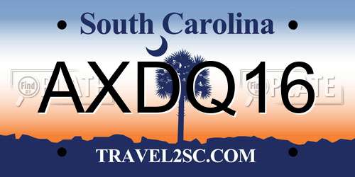 AXDQ16 South Carolina License Plate
