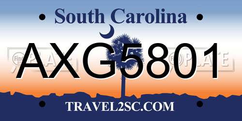 AXG5801 South Carolina License Plate