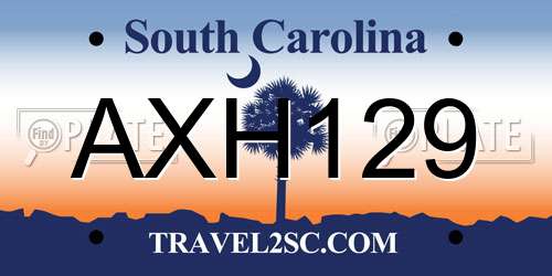 AXH129 South Carolina License Plate