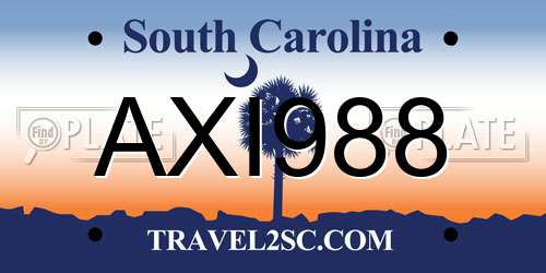AXI988 South Carolina License Plate