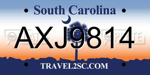 AXJ9814 South Carolina License Plate
