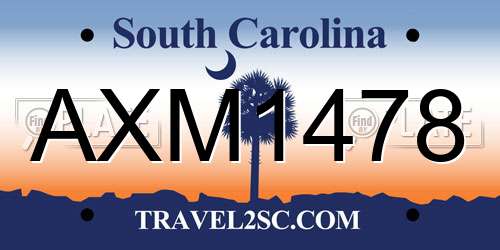 AXM1478 South Carolina License Plate