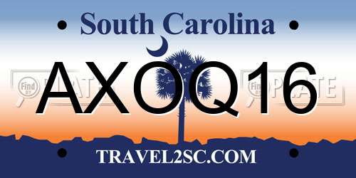 AXOQ16 South Carolina License Plate