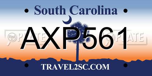AXP561 South Carolina License Plate