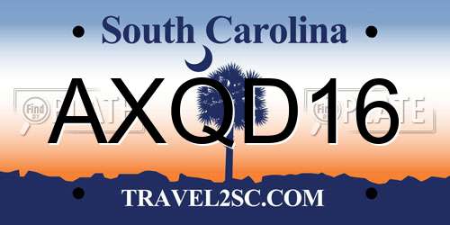 AXQD16 South Carolina License Plate