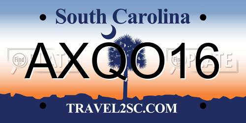 AXQO16 South Carolina License Plate