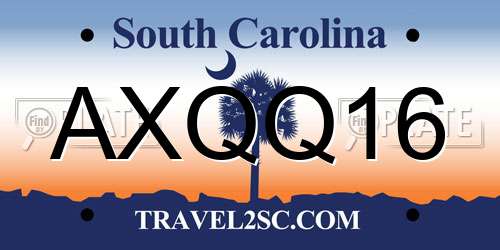 AXQQ16 South Carolina License Plate