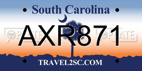 AXR871 South Carolina License Plate