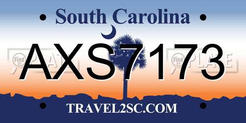 AXS7173 South Carolina License Plate