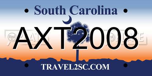AXT2008 South Carolina License Plate