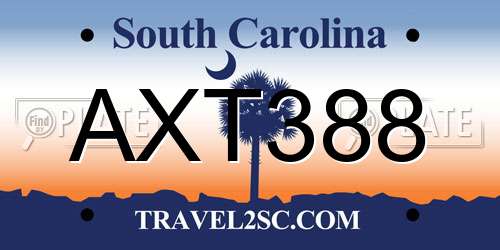 AXT388 South Carolina License Plate
