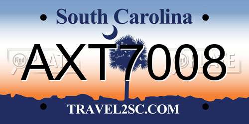 AXT7008 South Carolina License Plate