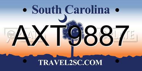 AXT9887 South Carolina License Plate