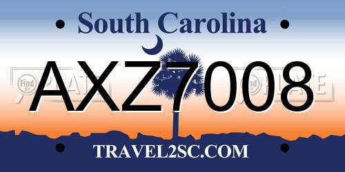 AXZ7008 South Carolina License Plate